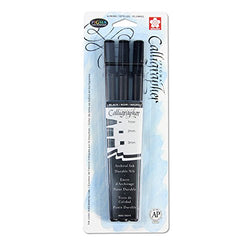 Sakura 50319 3-Piece Pigma Blister Card Calligrapher Pen Set, Black