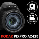 KODAK PIXPRO AZ425-BK 20MP Digital Camera 42X Optical Zoom 24mm Wide Angle Lens 1080P Full HD Video Optical Image Stabilization Li-Ion Battery 3" LCD Vlogging Camera (Black)