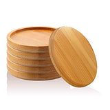 T4U 2.5 Inch Bamboo Round Small Size Bamboo Tray Set of 6