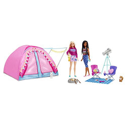 Barbie It Takes Two Camping Playset with Tent, 2 Dolls & 20 Pieces Including Animals, Telescope & Accessories, Toy for 3 Year Olds & Up