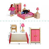 Giraffe 4 Set Pink Wooden Dollhouse Furniture, Miniature Bathroom/ Kid Room/ Bedroom/ Kitchen House Furniture Dollhouse Decoration Pretend Play Kids Children Toy