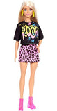 Barbie Fashionistas Doll #155 with Blond Hair with Rock Tee and Skirt, Toy for Kids 3 to 8 Years Old