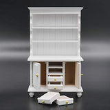 Odoria 1/12 Miniature Bookcase Hutch Cupboard Dollhouse Furniture Accessories, White