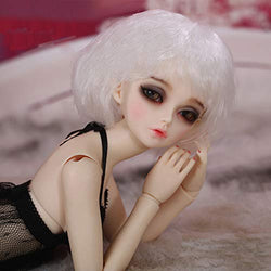 MEESock BJD/SD Doll Short Hair 1/4 White High Temperature Silk Wig, Suitable for Head Circumference 18-19cm