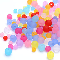 ToBeIT Frosted Beads Acrylic Color Bead Matte Beads Loose Round Bead for Jewelry Making (6/8/10)