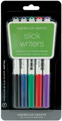 American Crafts Slick Writer Marker 5 Pack Fine Point Black/Blue/Red/Green/Purple S6206-1