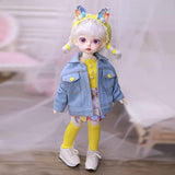1/6 BJD Doll Cute Girl SD Dolls 26.5cm 10.4in Ball Joint Doll with Clothes Set Shoes Wig Makeup Face and Accessories, Best Birthday Gift