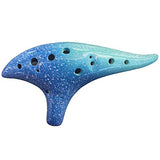 12 Hole Sweet Potato Ocarina Graceful Shape Pottery Ocarina Instrument in Alto C(Starry Blue)