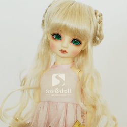 softgege 7-8inch(18-19cm): 1/4 BJD Doll MSD Fur Wig Dollfie / Golden / JW079
