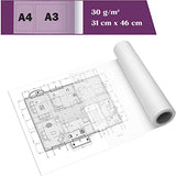 Tritart White Tracing Paper Roll 16 inch x 164 feet - 50 g/m² Sewing Pattern Paper for Ink, Pencil & Markers - Trace Paper for Sewing&Dressmaking - Sketch & Drafting Paper roll - Sewing Tracing Paper