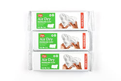 Pepy Premium European Air Dry Modeling Clay White 3-Pack 2.2 lb. Bars, 6.6 lbs. Total; Easy to Use Air-Hardening and Non-Staining Clay for Classroom and Montessori Sculpting and Crafts Projects