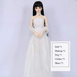 MEESock 62cm 1/3 BJD SD Doll 24.4Inch Girl Doll Ball Jointed Dolls + Makeup + Clothes + Shoes + Wigs Surprise Creative Gift Kids Toy
