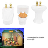 YOUTHINK 1/24 Dollhouse Miniature Bathroom Set, Simulation Ceramic Dollhouse Bathtub Toilet Sink Kit Dollhouse Furniture Accessories (A)