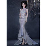 MEESock Elegant Girl BJD Doll 1/4 SD Dolls 47.5cm Ball Jointed Doll, with Pretty Evening Dress + Shoes + Wig + Makeup, Made of High-Grade Resin Material