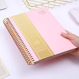Hardcover Spiral Notebook 150 Sheets 3 Subject Large College Ruled Notebook for Office Meeting Notebook College Essentials Composition Notebook Wire Bound Journal School Supplies, Pink