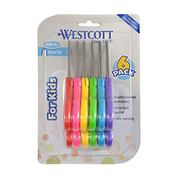 Westcott Right- & Left-Handed Scissors For Kids, 5’’ Blunt Scissors, Assorted, 6 Pack (16454)