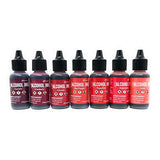 Reds Alcohol Inks Set | Tim Holtz Alcohol Inks Shades of Red 7-Pack | Watermelon, Poppyfield, Coral, Red Pepper, Cranberry, Crimson, Currant | 10 Pixiss Alcohol Ink Blending Tools