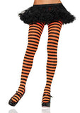 Leg Avenue Women's Nylon Striped Tights, Black/orange, One Size