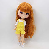 Original Doll Clohtes Outfit, White T-Shirt and Yellow Short Dungarees, Doll Dress Up for 1/6 12inch Blythe Doll or ICY Doll- Fortune Days (Yellow)