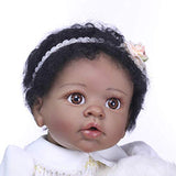 iCradle Real Life 22 inch 55cm Reborn Baby Dolls Nurturing Soft Silicone Realistic Looking Newborn Dolls Black Skin Girl Indian African Style Baby Doll Toy for Ages 3+