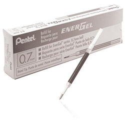 Pentel Refill Ink for BL57/BL77 EnerGel Liquid Gel Pen, Box of 12, 0.7mm, Metal Tip, Black Ink