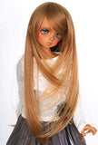 1/6 6-7" Bjd Doll Hair Only Wig Mid Long Layered Roll Inside Tips Bangs Golden Brown Styled