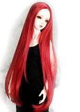 1/3 8-9-10" Pullip Bjd Doll Hair Wig Long Straight Layer Roll Inside Tips Pure Red