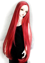 1/3 8-9-10" Pullip Bjd Doll Hair Wig Long Straight Layer Roll Inside Tips Pure Red