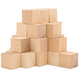 1.5” Inch Wood Cubes Bag of 24 Unfinished Plain Square Blocks | For Painting and Decorating, Puzzle