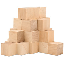 1.5” Inch Wood Cubes Bag of 24 Unfinished Plain Square Blocks | For Painting and Decorating, Puzzle