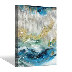 Abstract Painting Canvas Wall Art: Blue Artwork Hand Painted Picture for Living Room (40'' x 30'' x 1 Panel)