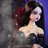 EVASEN 1/3 BJD Doll Bunny Girl Resin Body Toy with Long Black Hair, a Dress with a Black Mask and Shoes, Joints can Move and Make All Kinds of Movements Full Set