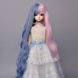 MUZI Wig 1/4 Bjd Hair High Temperature Long Gray Straight and Curly Bjd Wig SD for BJD Doll (06)
