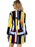 Floerns Women's 70s Disco Lantern Long Sleeve Geometric Fall Shift Dress 60s Outfits A Multi S