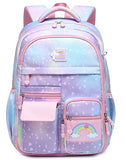 Backpack for Girls, Wraifa Rainbow Bookbag Elementary School Bag Princess Girl Backpacks Mochilas Para Niñas(Purple Heart, Elementary School)