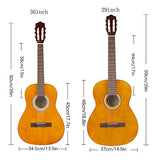 Strong Wind Classical Acoustic Guitar 36 Inch 6 Nylon Strings Guitar Beginner Kit for Students Children Adult