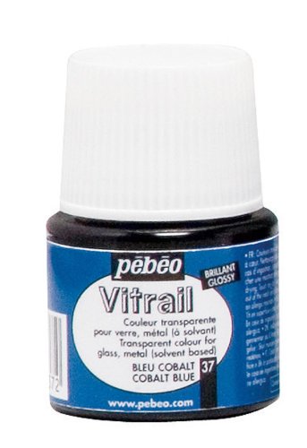 Pebeo Vitrail Stained Glass Effect Glass Paint 45-Milliliter Bottle, Cobalt Blue