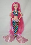 Eledoll Pink Mermaid Princess Doll Sirenia Very Long Pink Hair Poseable Articulated Joints Mermaid Doll 11.5 inch Fashion Doll