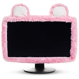Aspens Design Cute Kawaii Desk Accessory for 17"-24" Computer TV Monitor dust Cover Pink, Furry Fabric