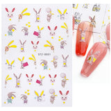 JMEOWIO 8 Sheets Easter Nail Art Stickers Decals Self-Adhesive Pegatinas Uñas Rabbit Carrot Egg Nail Supplies Nail Art Design Decoration Accessories