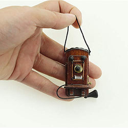 BARMI Mini Vintage Wooden Wall Hanging Telephone Toy Miniature Dollhouse Accessories,Perfect DIY Dollhouse Toy Gift Set Ebony