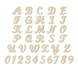 4 Inch 138 Pieces Wooden Letters and Numbers,Unfinished Wood Alphabets Cursive Fonrt for DIY Crafts