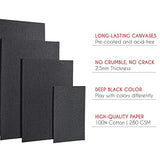 Black Canvas Boards - Multisize Pack of 24-100% Gesso-Primed Cotton - Complete Set 11x14 9x12 8x10 5x7 Inch - for Painting, Acrylic, Oil - Expert and Beginner Artist - Acid-Free - Zenacolor