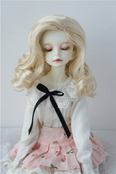 JD343 7-8inch 18-20CM synthetic mohair hand push retro Lady Doll wigs 1/4 MSD porcelain BJD doll hair (Blond)