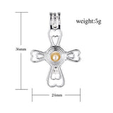 10pcs Cross Flower Pearl Cage Bright Silver Beads Cage Locket Pendant Jewelry Making Supplies-For