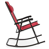Best Choice Products Foldable Zero Gravity Rocking Patio Recliner Lounge Chair w/Headrest Pillow - Red