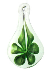 Bead Collections 41309 Glass Leaf with Green Flower Pendant, 60 by 32mm
