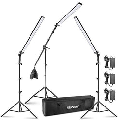 Neewer LED Video Light Stick Kit, 3-Pack Dimmable 5500K Handheld LED Video Lighting with Light Stands, Boom Arm, Empty Sandbag and Carrying Bag for Studio Photo YouTube Video Photography