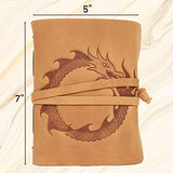Leather Journal with Lined Pages - Design Leather Bound Writing Journal for Women & Men (5x7in) Lined Journals for Women, Leather Bound Notebook Ruled Journal & Diary (Dragon)