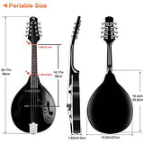 Vangoa Mandolin Musical Instrument Acoustic Electric Mahogany A Style for Beginners, Black